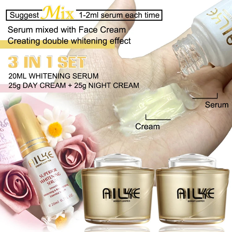 AILKE Glutathione Lightening Facial Cream – Brightening, Hydrating & Moisturizing Skincare Set