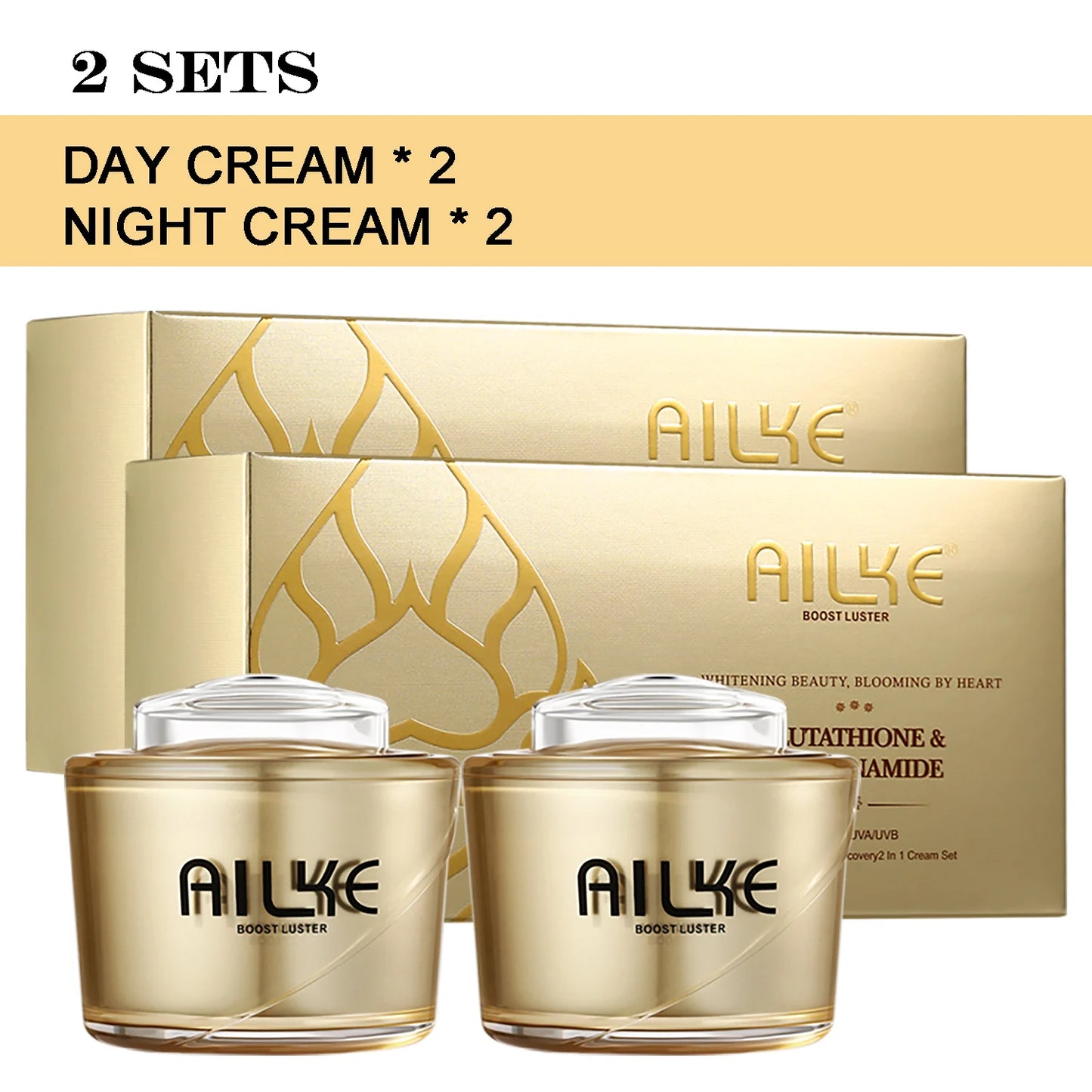 AILKE Glutathione Lightening Facial Cream – Brightening, Hydrating & Moisturizing Skincare Set
