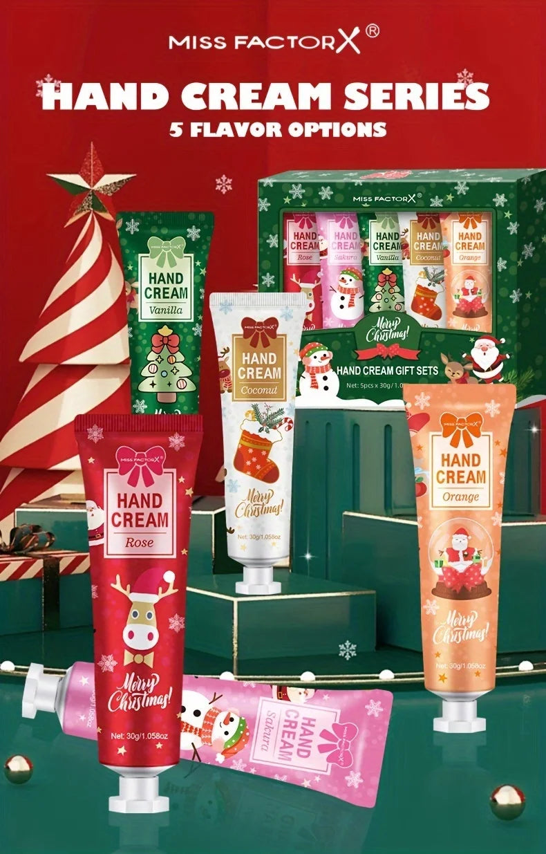 Christmas Gift Hand Cream Set (5pcs, 30g Each) – Travel Size Moisturizer for Women