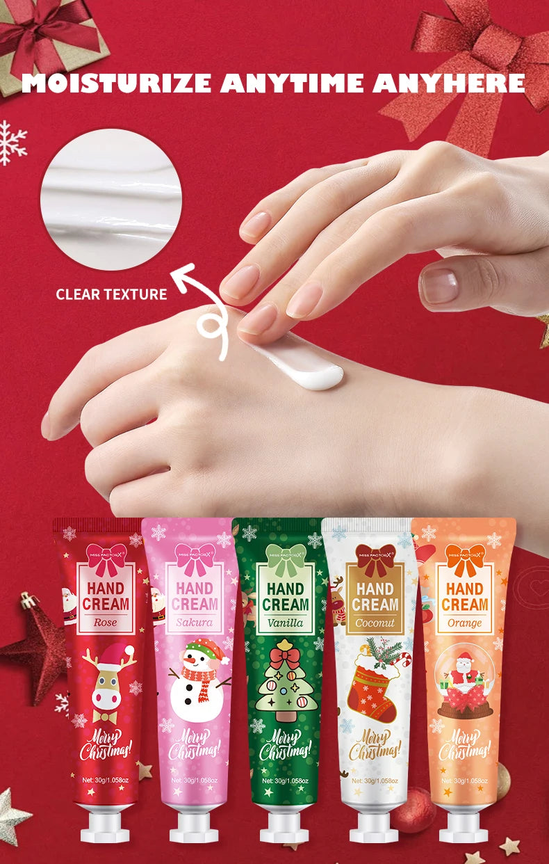 Christmas Gift Hand Cream Set (5pcs, 30g Each) – Travel Size Moisturizer for Women