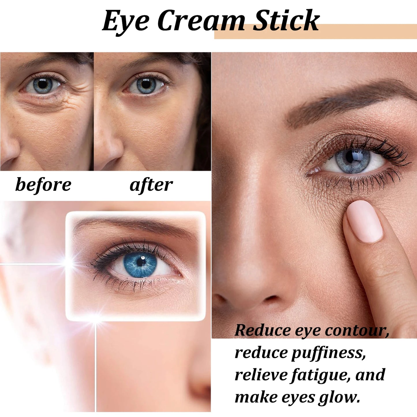 Snail Eye Cream Stick – Collagen Firming, Wrinkle & Fine Line Reducer, Dark Circles & Eye Bags Treatment, Hydrating & Anti-Puffiness