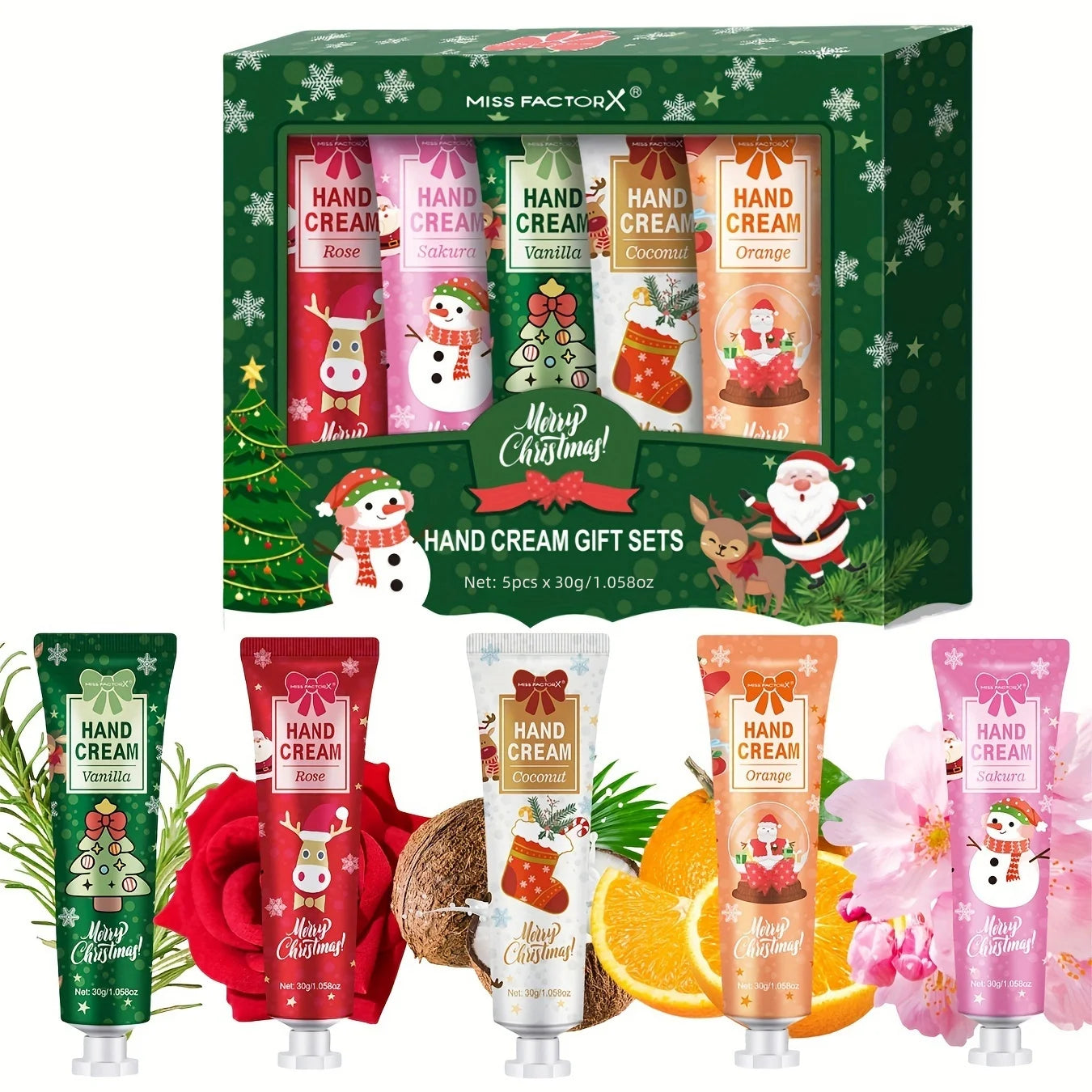 Christmas Gift Hand Cream Set (5pcs, 30g Each) – Travel Size Moisturizer for Women