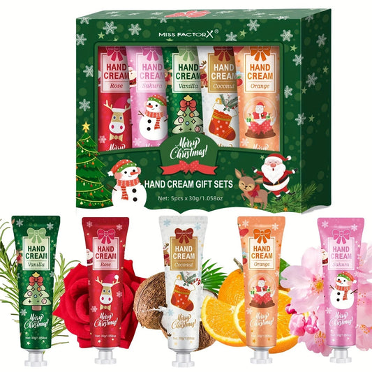 Christmas Gift Hand Cream Set (5pcs, 30g Each) – Travel Size Moisturizer for Women