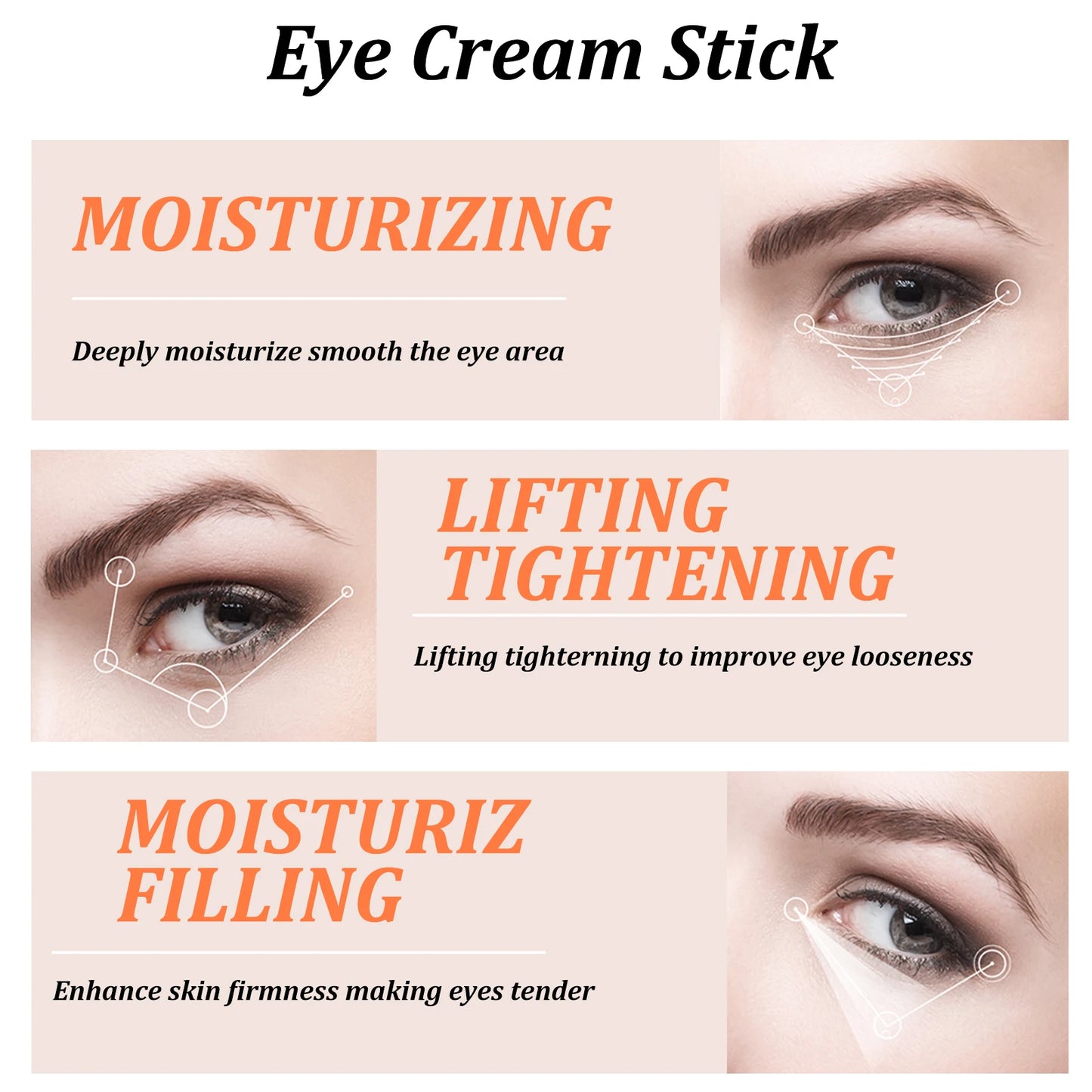 Snail Eye Cream Stick – Collagen Firming, Wrinkle & Fine Line Reducer, Dark Circles & Eye Bags Treatment, Hydrating & Anti-Puffiness
