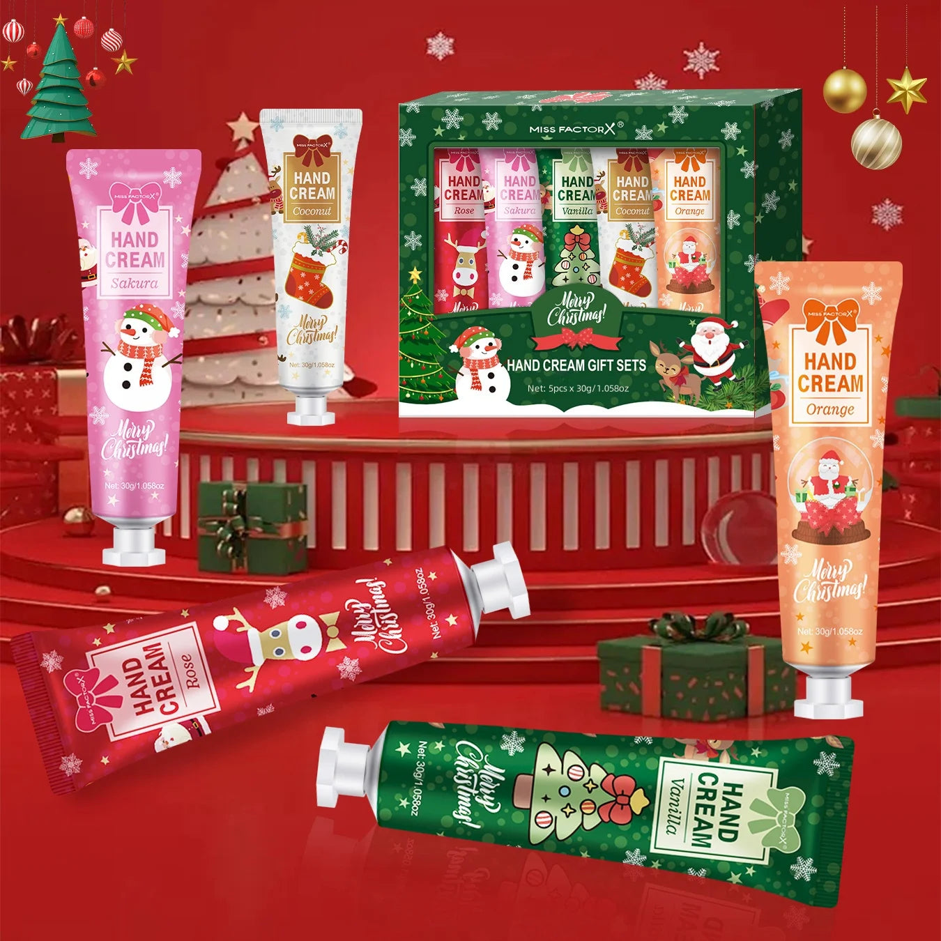 Christmas Gift Hand Cream Set (5pcs, 30g Each) – Travel Size Moisturizer for Women
