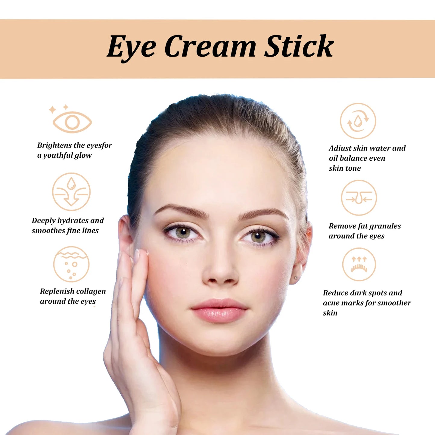 Snail Eye Cream Stick – Collagen Firming, Wrinkle & Fine Line Reducer, Dark Circles & Eye Bags Treatment, Hydrating & Anti-Puffiness